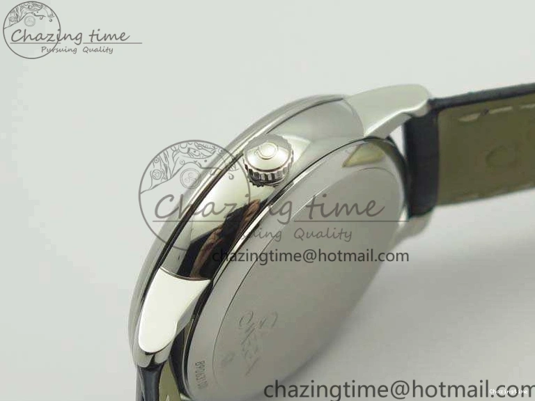 0514 Fashionable De Ville Prestige Real Power Reserve SS TW 1:1 Best Edition White Dial Blue Markers On Leather Strap A 8094